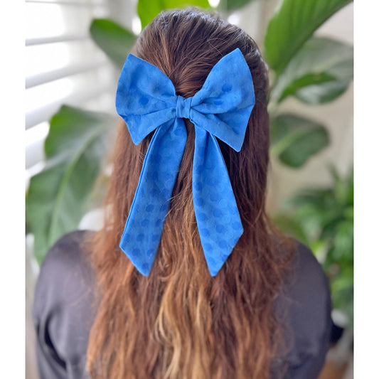 Blue dots hair bow