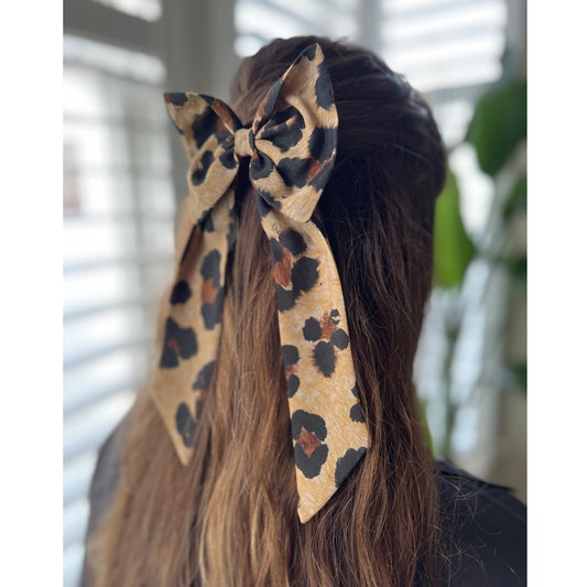Leopard print hair bow