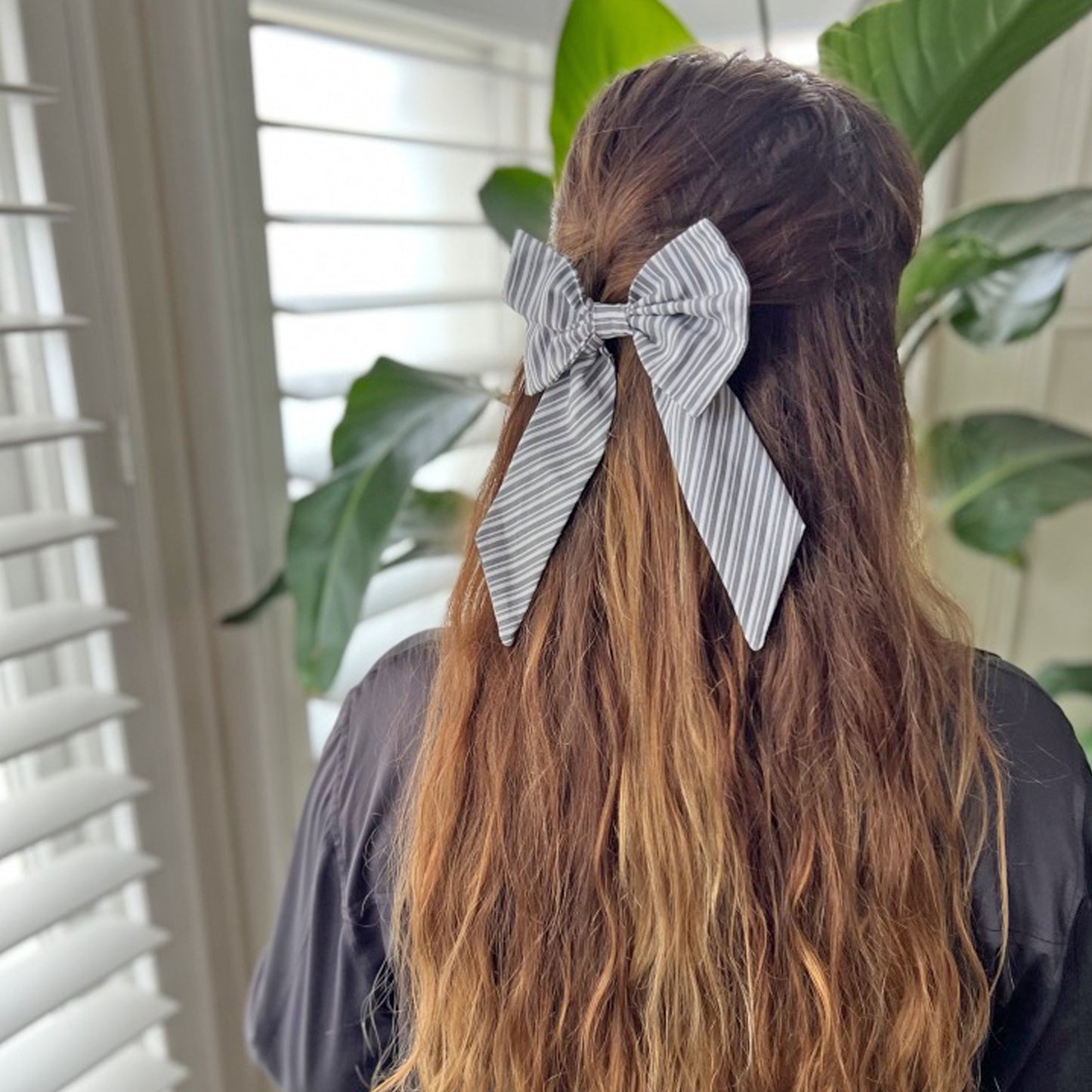 Striped hair bow