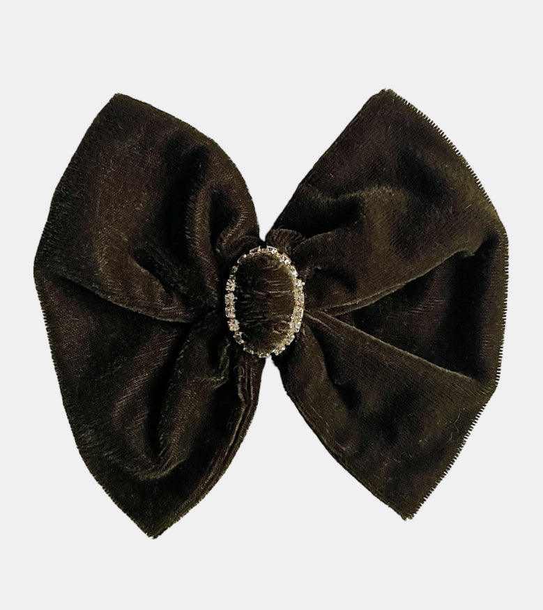 Dark Olive Velvet hair bow