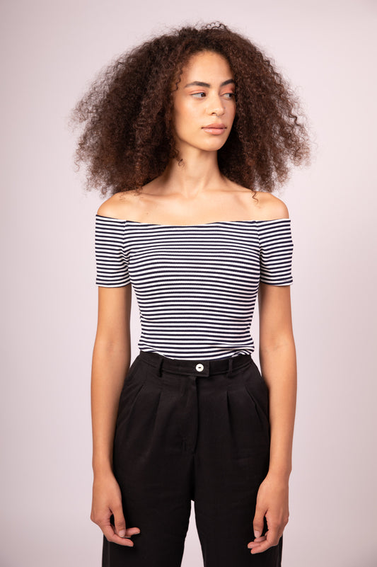 Off the shoulder stripe top