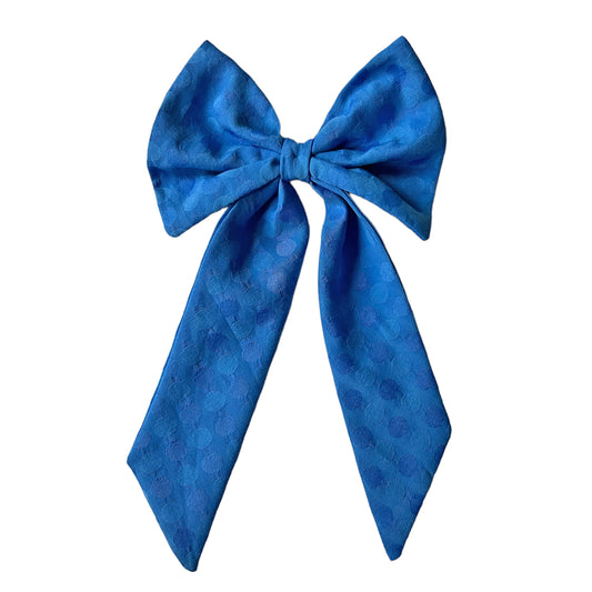 Blue dots hair bow
